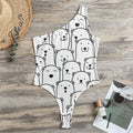 Cute Polar Bear Pattern Print One Shoulder Bodysuit