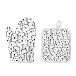 Cute Polar Bear Pattern Print Oven Mitt And Pot Holder Set