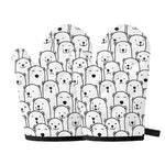 Cute Polar Bear Pattern Print Oven Mitts