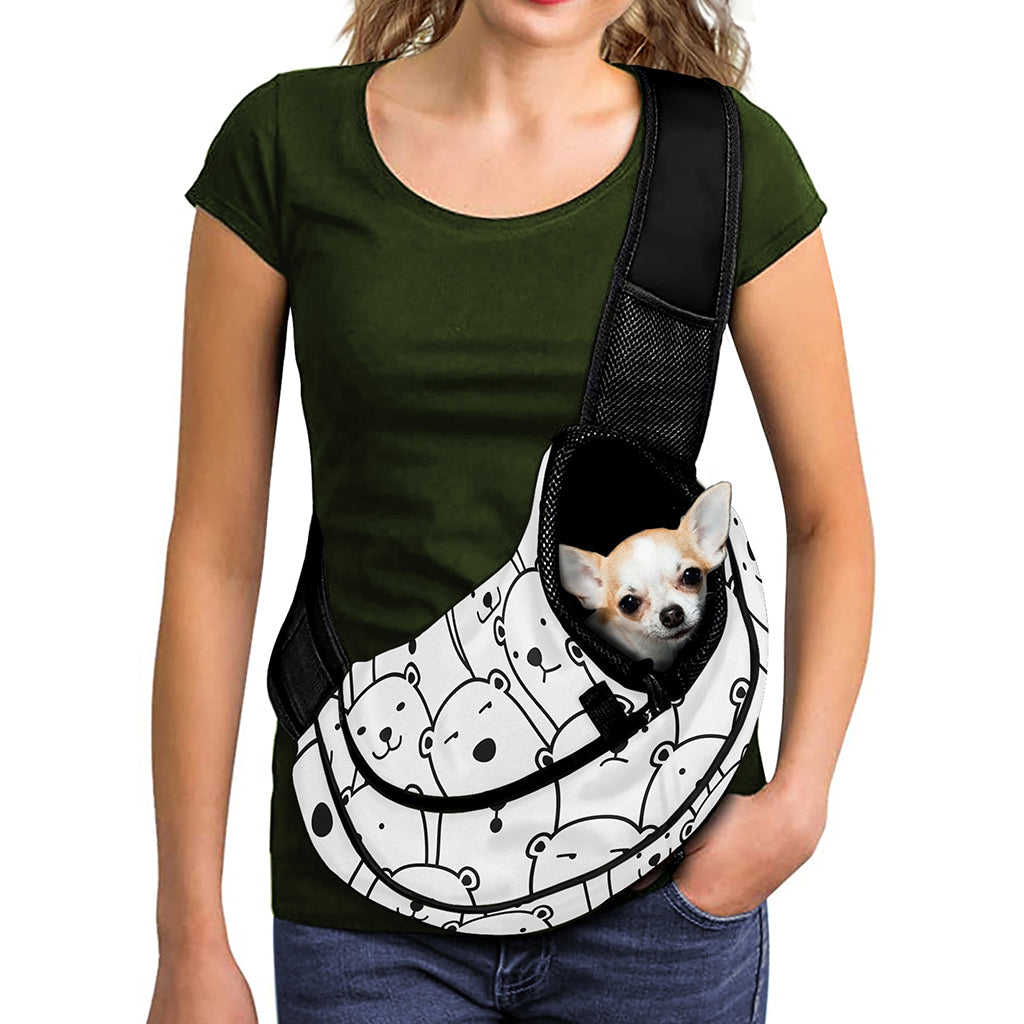 Cute Polar Bear Pattern Print Pet Sling Carrier