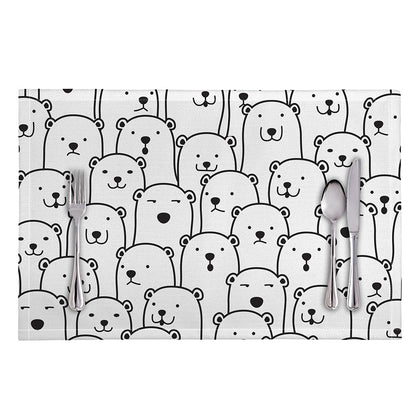 Cute Polar Bear Pattern Print Placemat