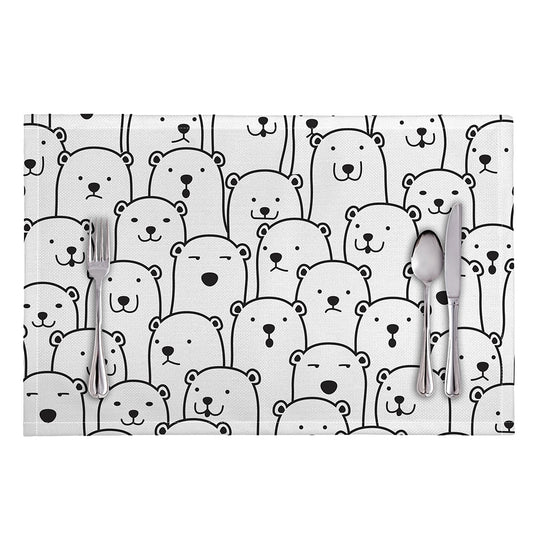 Cute Polar Bear Pattern Print Placemat
