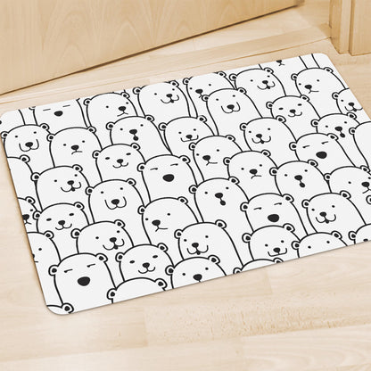 Cute Polar Bear Pattern Print Polyester Doormat
