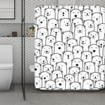 Cute Polar Bear Pattern Print Polyester Shower Curtain
