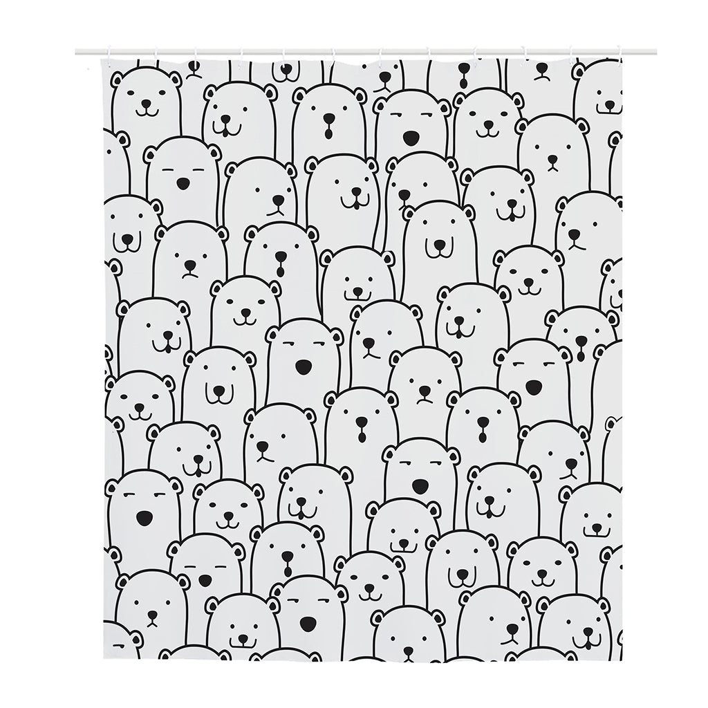 Cute Polar Bear Pattern Print Polyester Shower Curtain