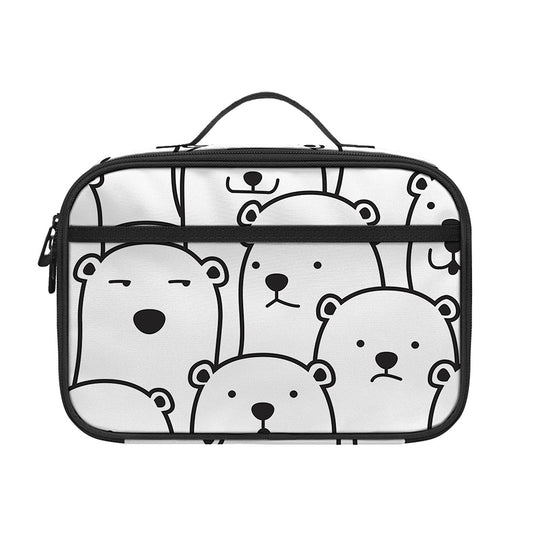 Cute Polar Bear Pattern Print Portable Lunch Bag