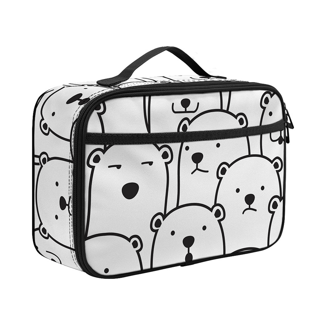 Cute Polar Bear Pattern Print Portable Lunch Bag