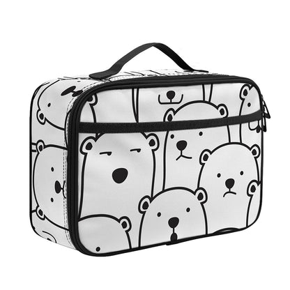 Cute Polar Bear Pattern Print Portable Lunch Bag