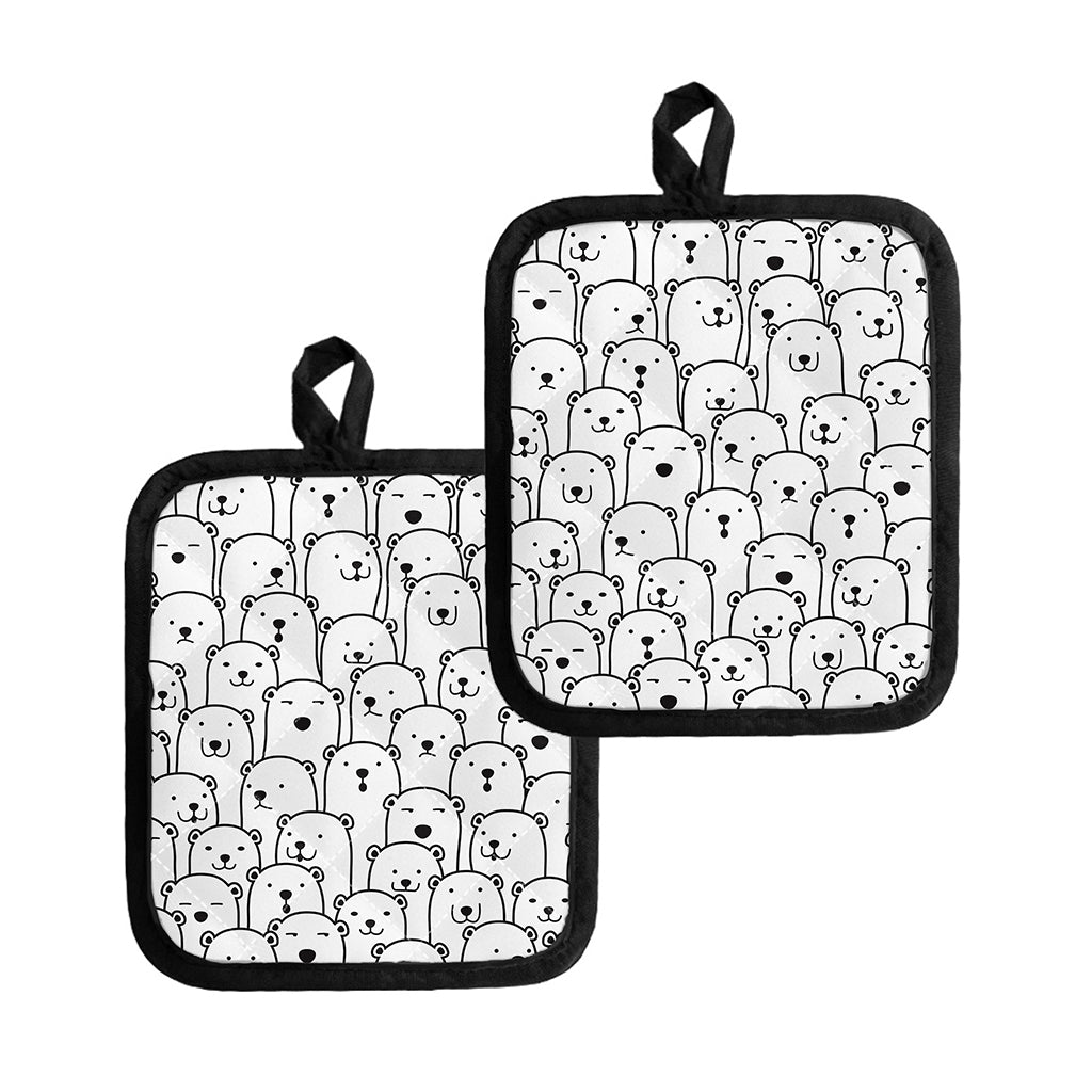 Cute Polar Bear Pattern Print Pot Holders
