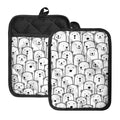Cute Polar Bear Pattern Print Pot Holders With Pocket