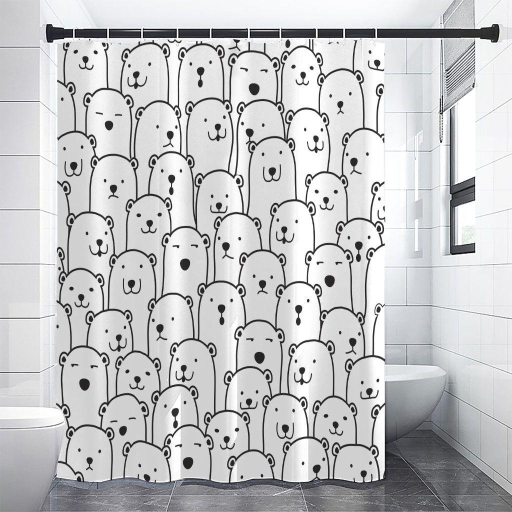 Cute Polar Bear Pattern Print Premium Shower Curtain