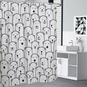 Cute Polar Bear Pattern Print Premium Shower Curtain