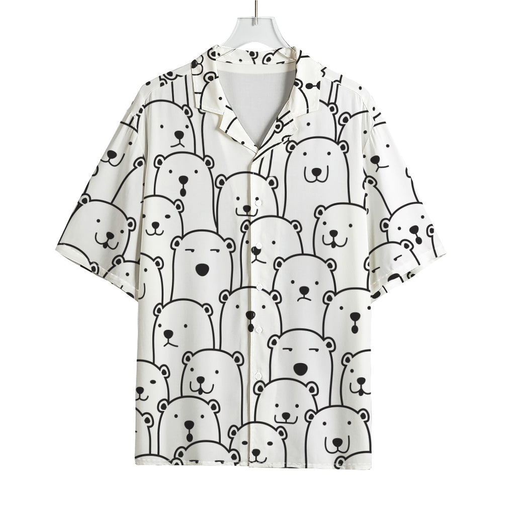 Cute Polar Bear Pattern Print Rayon Hawaiian Shirt