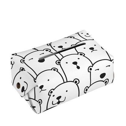 Cute Polar Bear Pattern Print Rectangle Tissue Box Cover