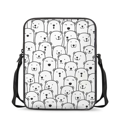Cute Polar Bear Pattern Print Rectangular Crossbody Bag