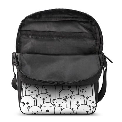 Cute Polar Bear Pattern Print Rectangular Crossbody Bag