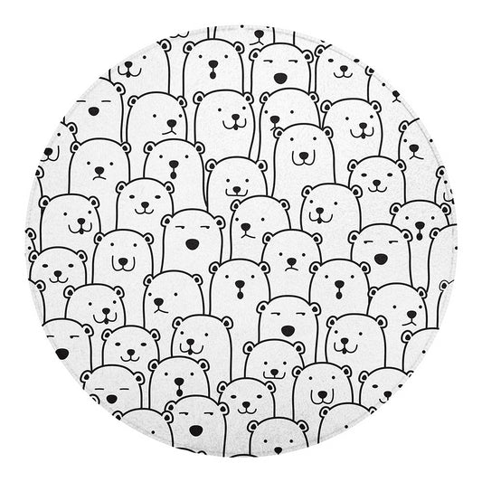 Cute Polar Bear Pattern Print Round Blanket
