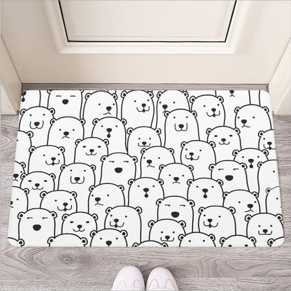 Cute Polar Bear Pattern Print Rubber Doormat