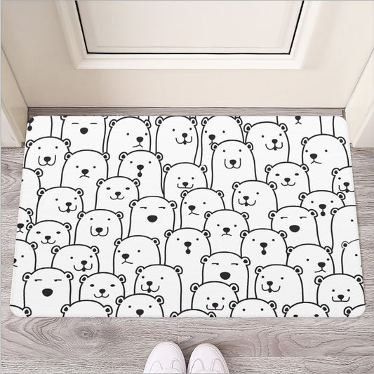 Cute Polar Bear Pattern Print Rubber Doormat