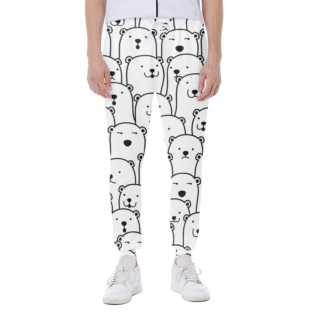 Cute Polar Bear Pattern Print Scuba Joggers