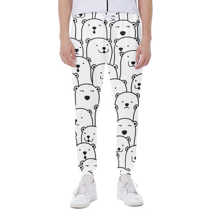 Cute Polar Bear Pattern Print Scuba Joggers