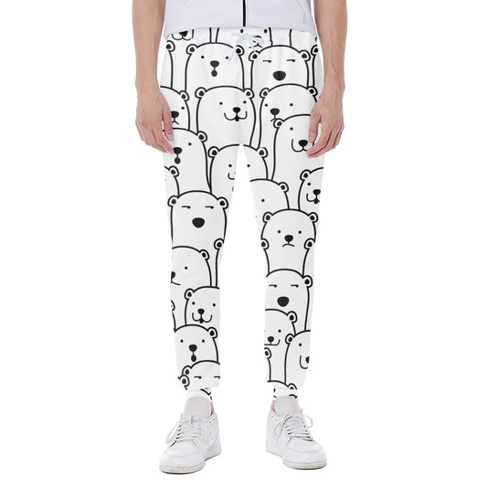 Cute Polar Bear Pattern Print Scuba Joggers