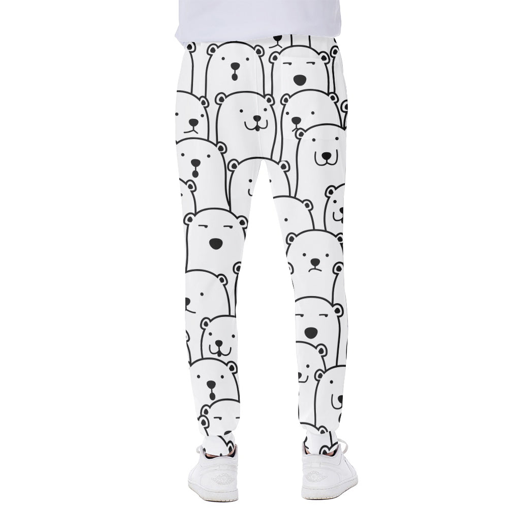 Cute Polar Bear Pattern Print Scuba Joggers