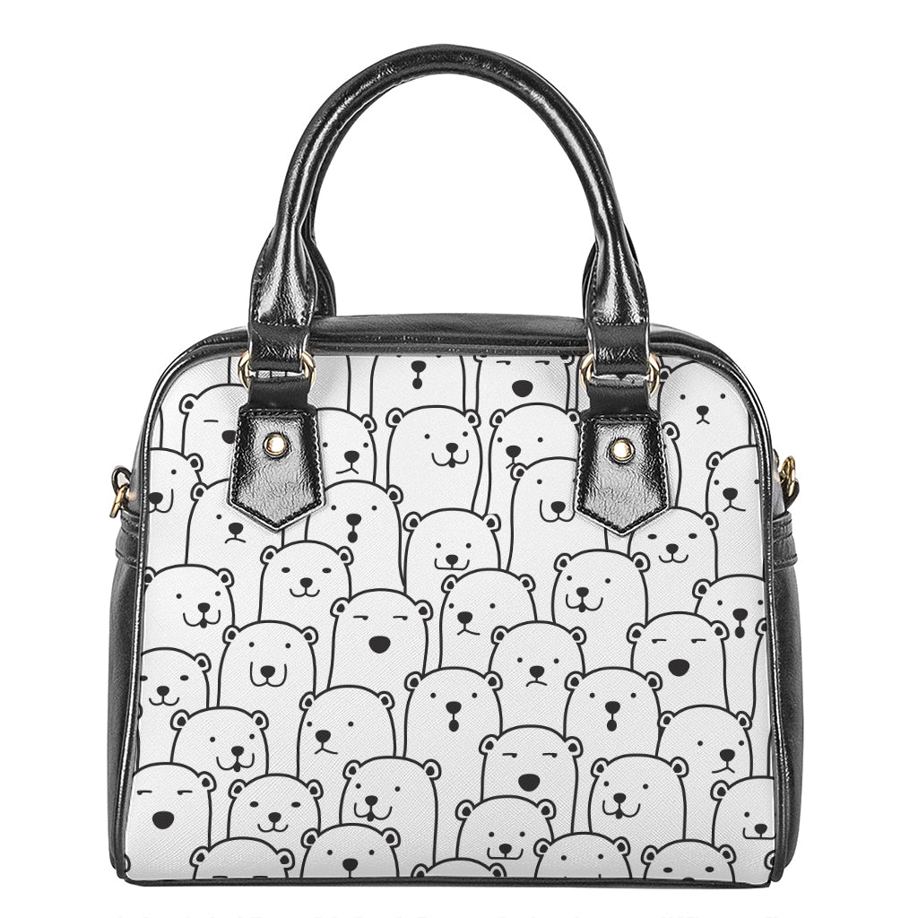 Cute Polar Bear Pattern Print Shoulder Handbag