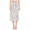 Cute Polar Bear Pattern Print Side Slit Midi Skirt