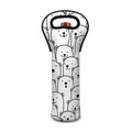 Cute Polar Bear Pattern Print Single Neoprene Wine Tote