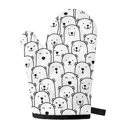 Cute Polar Bear Pattern Print Single Oven Mitt