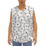 Cute Polar Bear Pattern Print Sleeveless Baseball Jersey