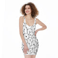 Cute Polar Bear Pattern Print Sleeveless Bodycon Dress