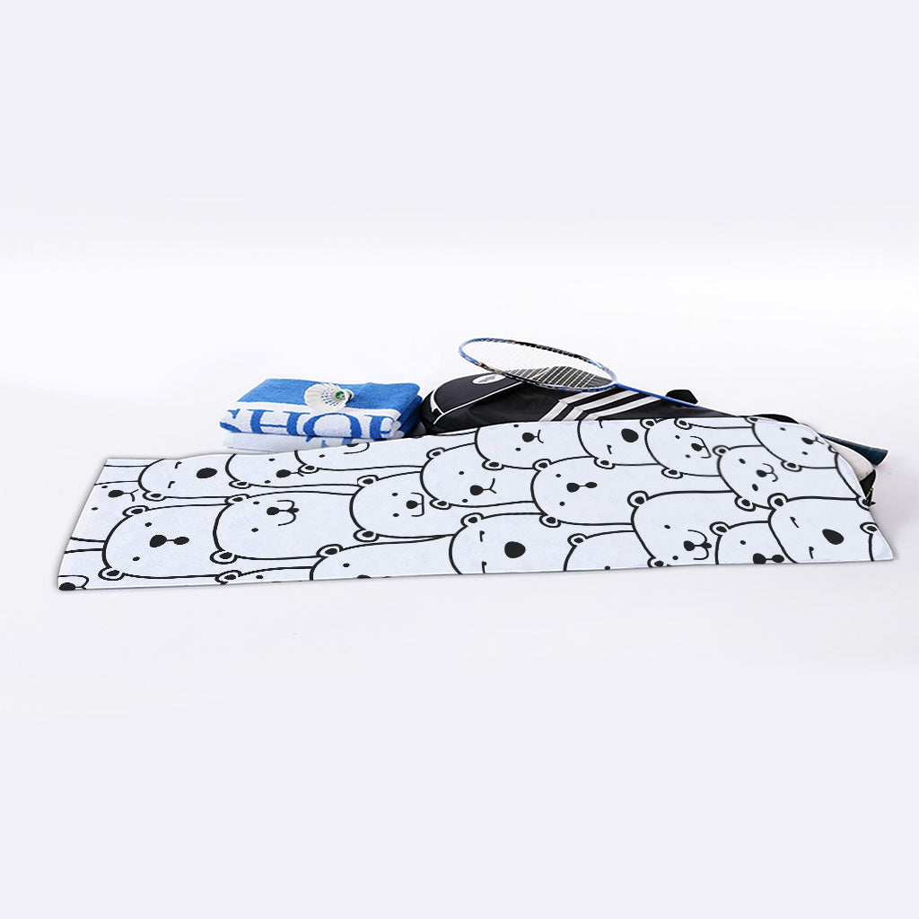Cute Polar Bear Pattern Print Sports Towel