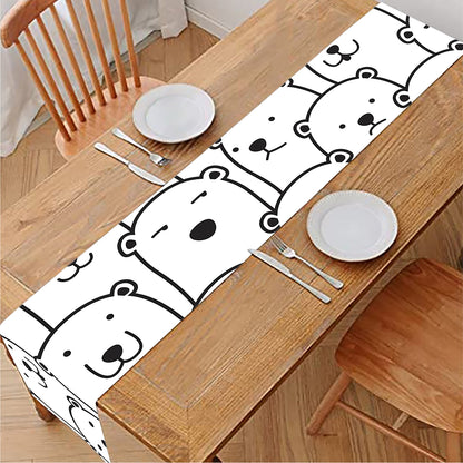 Cute Polar Bear Pattern Print Table Runner