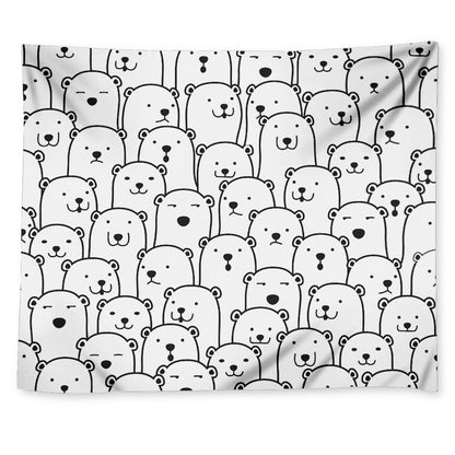 Cute Polar Bear Pattern Print Tapestry