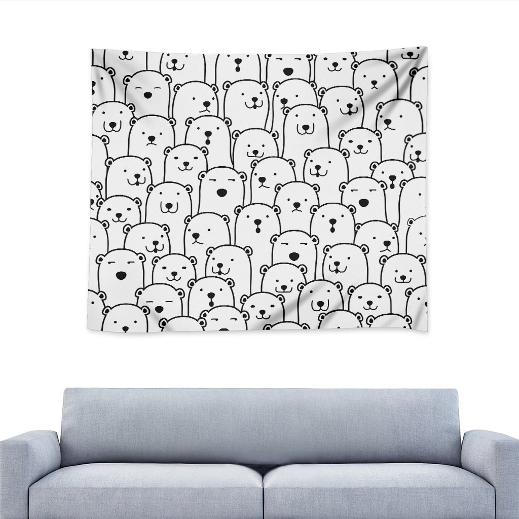 Cute Polar Bear Pattern Print Tapestry