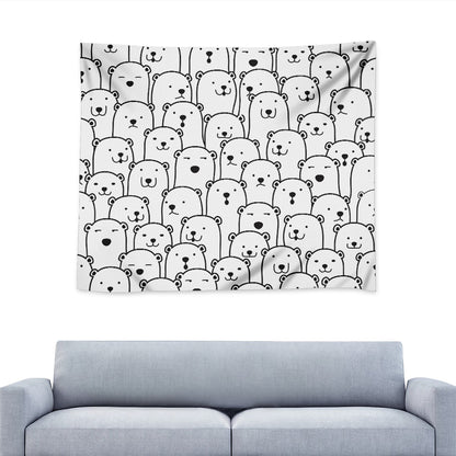 Cute Polar Bear Pattern Print Tapestry