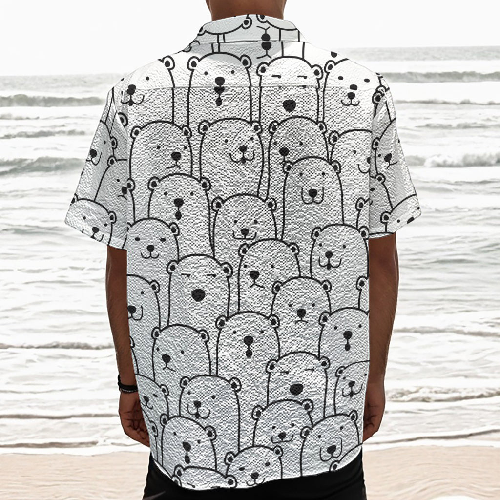 Cute Polar Bear Pattern Print Textured Short Sleeve Shirt