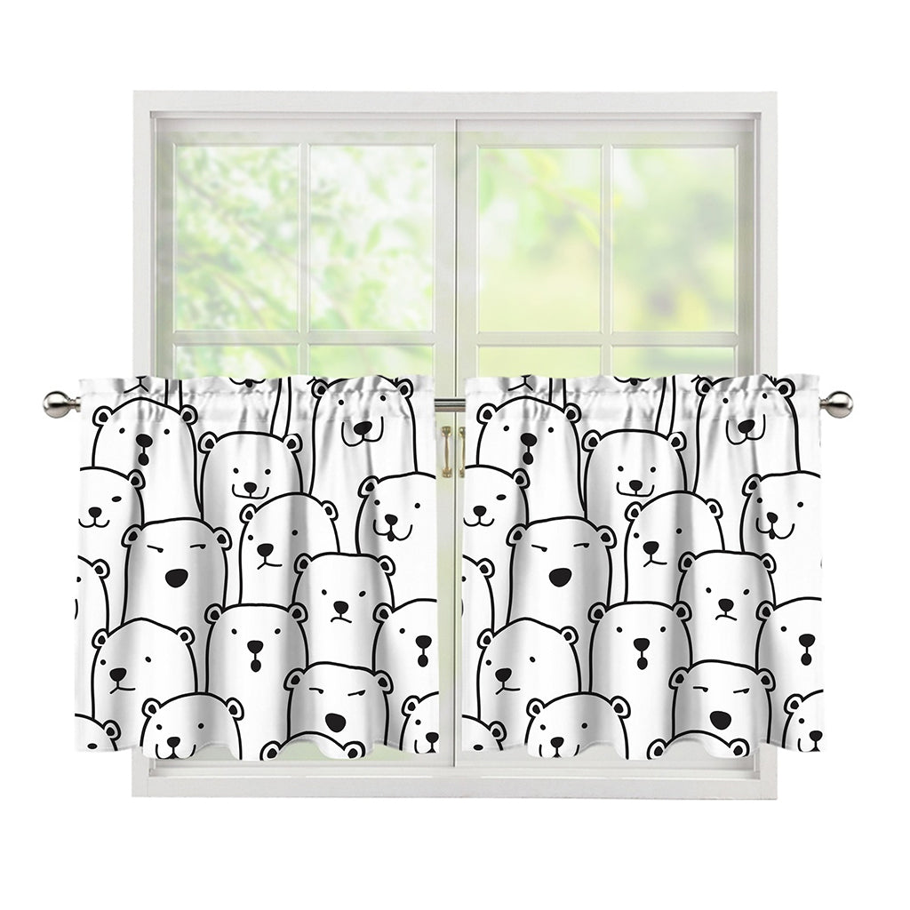 Cute Polar Bear Pattern Print Tier Curtains