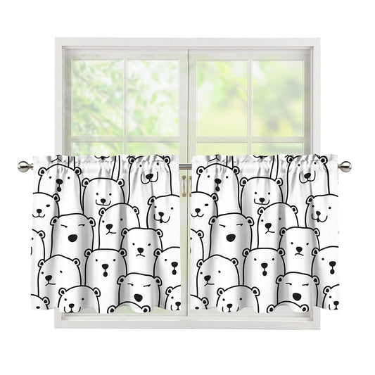 Cute Polar Bear Pattern Print Tier Curtains