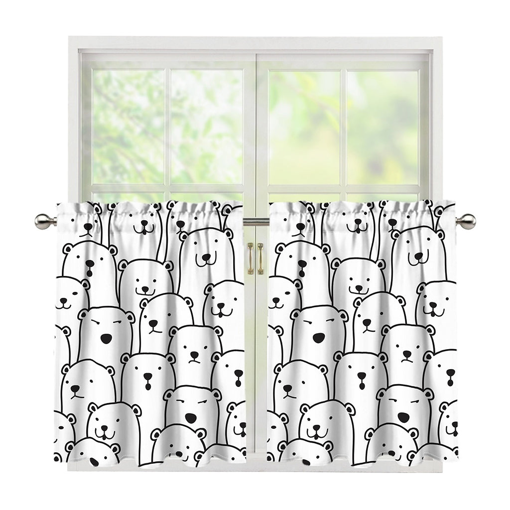 Cute Polar Bear Pattern Print Tier Curtains