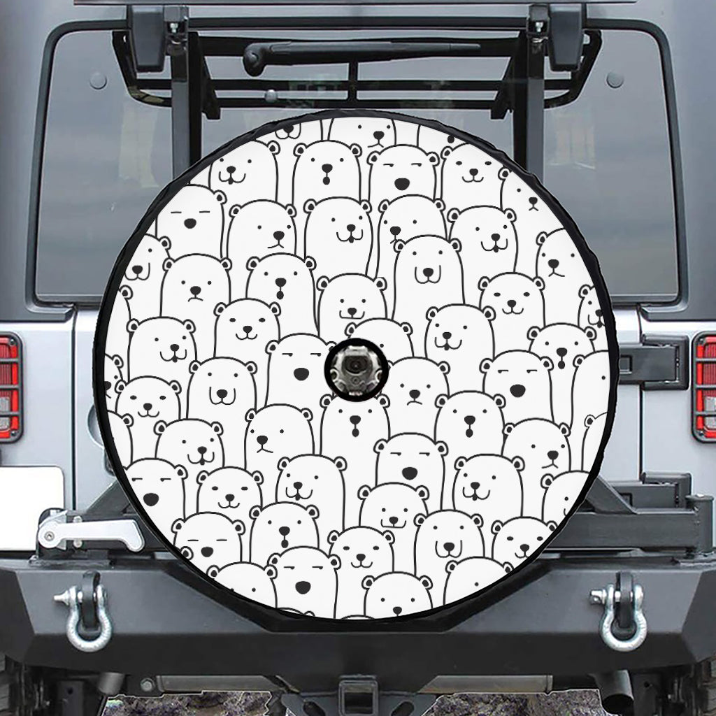 Cute Polar Bear Pattern Print Tire Cover With Camera Hole
