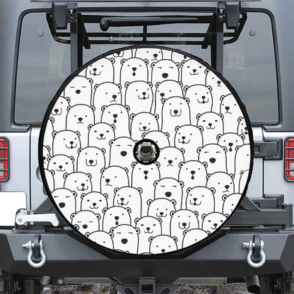 Cute Polar Bear Pattern Print Tire Cover With Camera Hole
