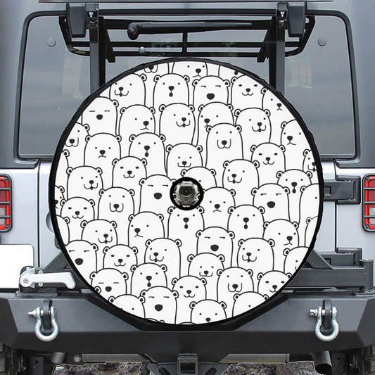 Cute Polar Bear Pattern Print Tire Cover With Camera Hole