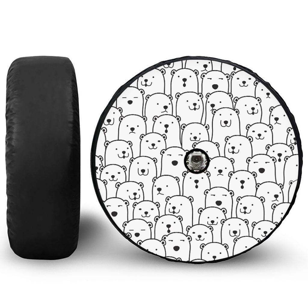 Cute Polar Bear Pattern Print Tire Cover With Camera Hole