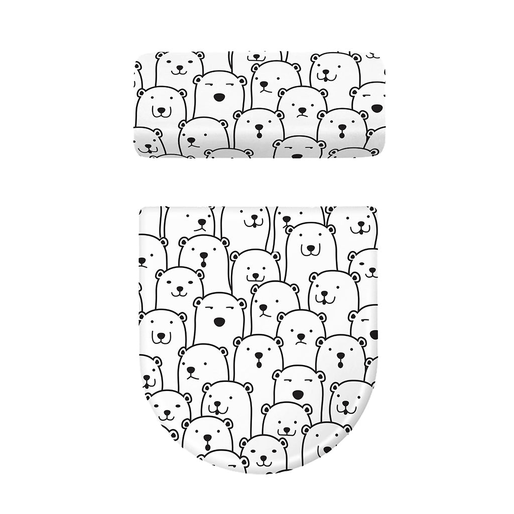 Cute Polar Bear Pattern Print Toilet Lid And Tank Cover Set