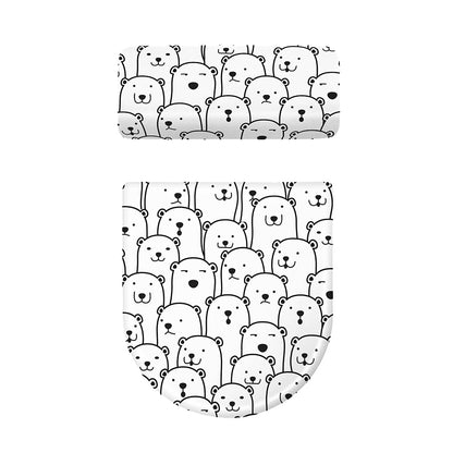 Cute Polar Bear Pattern Print Toilet Lid And Tank Cover Set