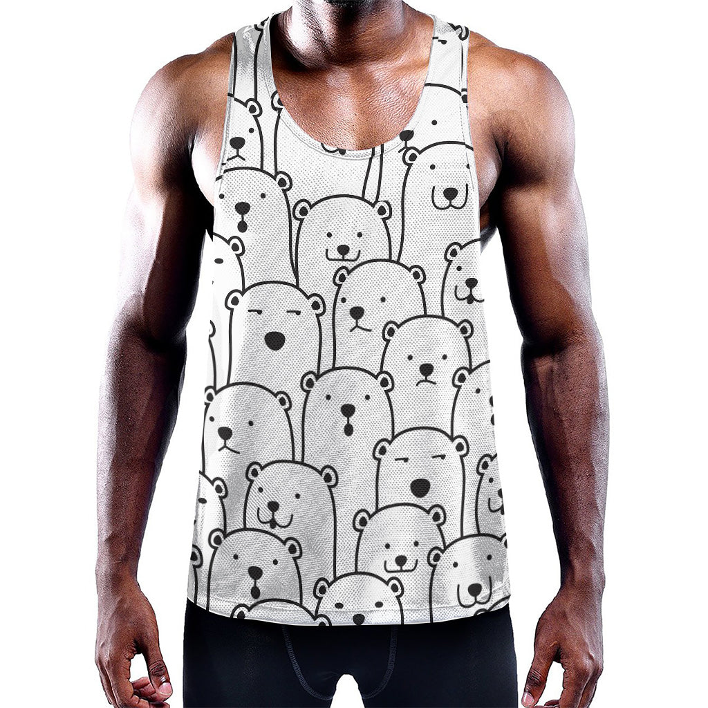 Cute Polar Bear Pattern Print Training Tank Top