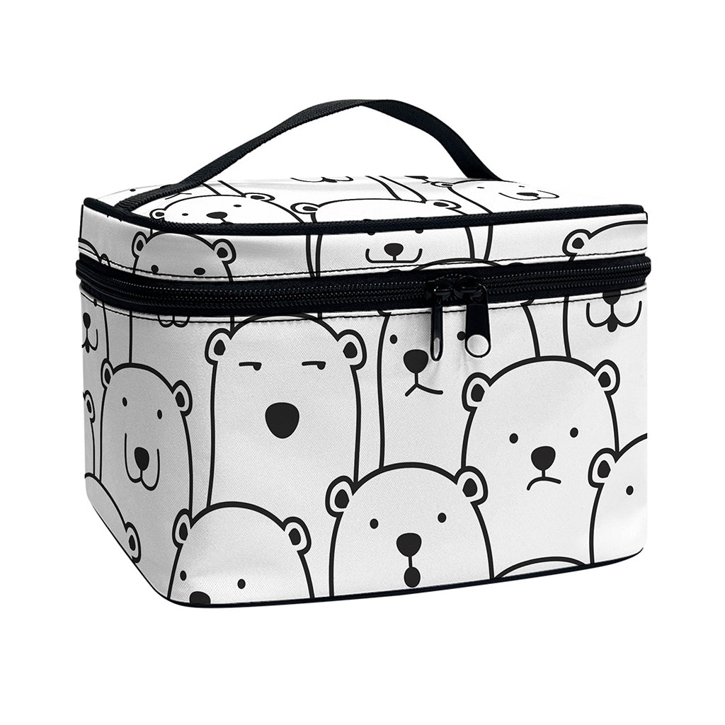 Cute Polar Bear Pattern Print Travel Makeup Bag